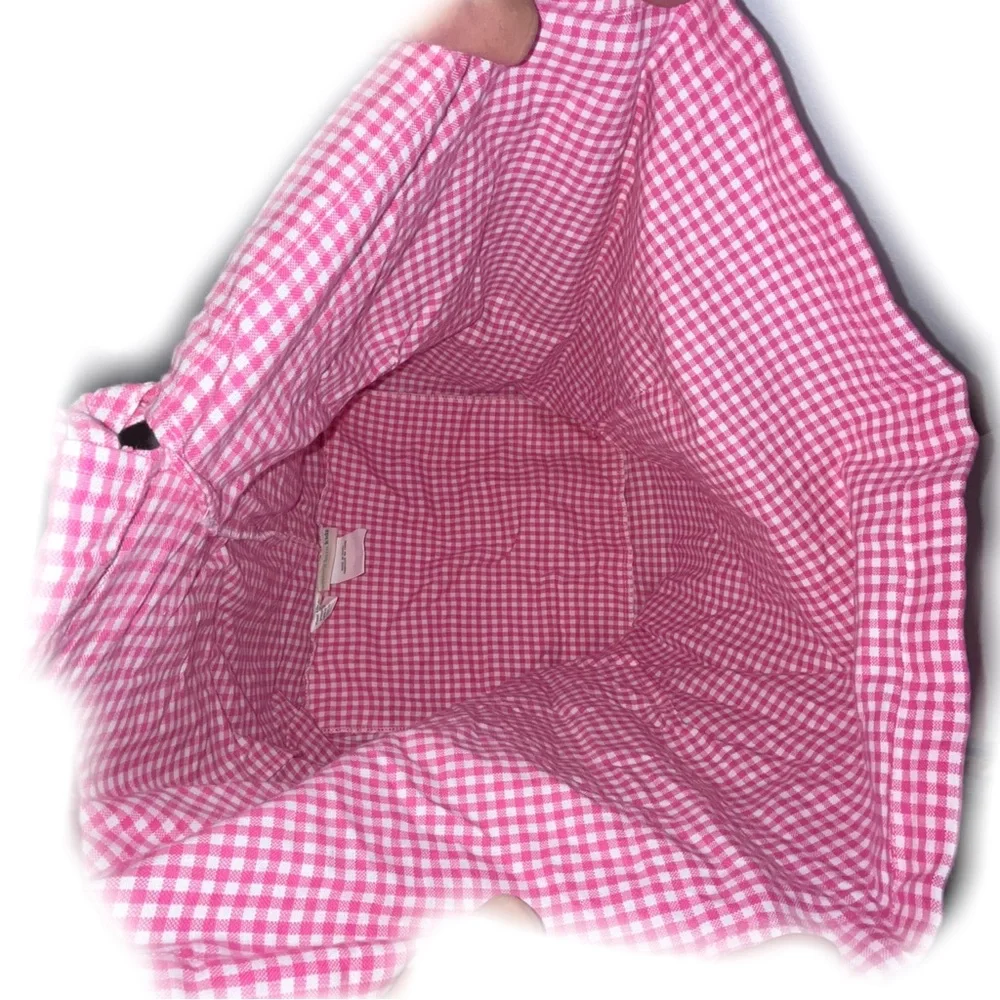 Pottery Barn Kids 2006 VTG 100% Cotton Pink White Gingham Sabrina Basket Liner